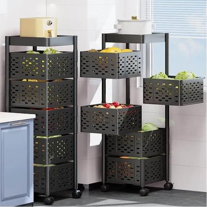 منظمة الخضروات والفواكه 5 طبقات جودة 1 | Chariot de rangement rotatif