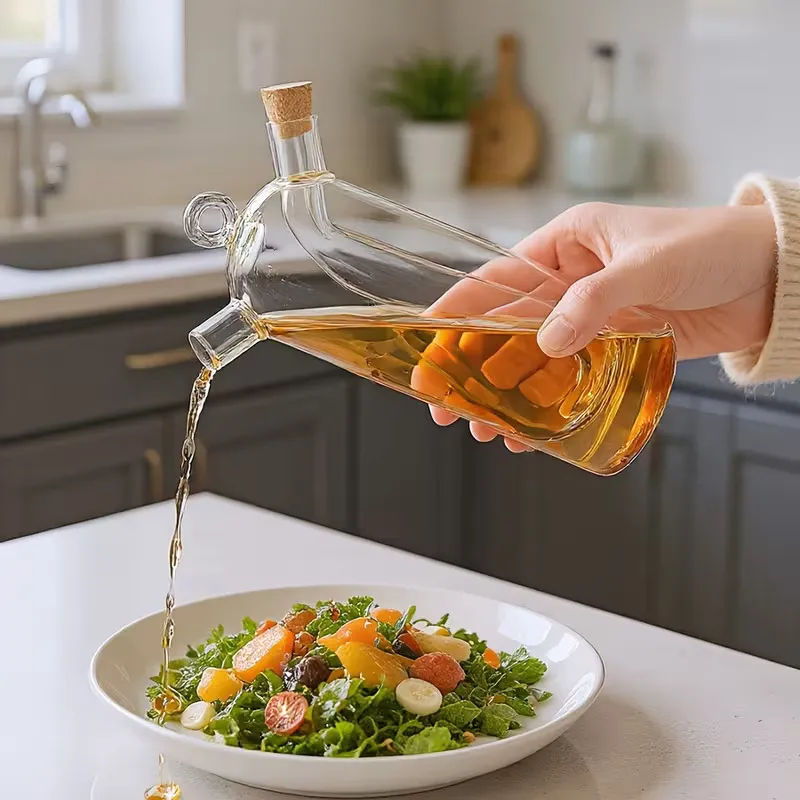 زجاجة موزع زيت وخل زجاجية 2 في 1 - Oil Dispenser Bottle 2 in 1